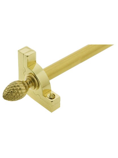 28.5 inch Sovereign Pineapple Tip Stair Rod - 1/2 inch Diameter Brass With Standard Brackets in Polished Brass Finish
